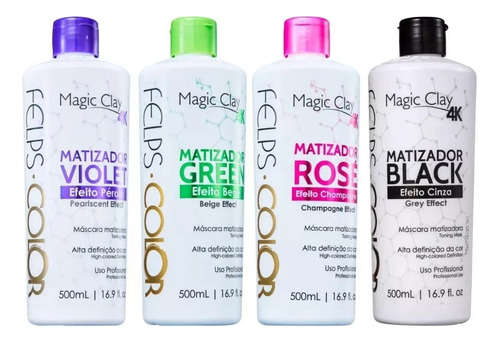 Felps Color Matizadores Black, Violet, Green E Rose + Brinde