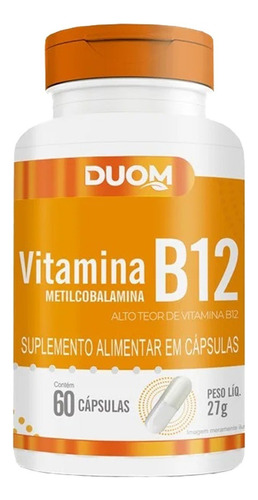Metilcobalamina Vitamina B12 60 Cápsulas Duom Pura 1 Ao Dia Sabor Sem Sabor