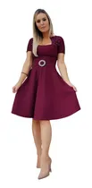 Comprar Vestido Midi Moda Evangélica Godê Com Cinto Boneca Rodado