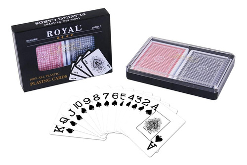 Juego De Cartas De 2 Barajas Royal Poker, 100% Plástico, Tam