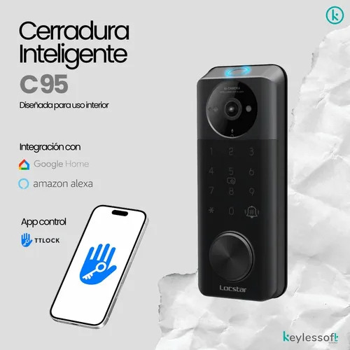 Cerradura Inteligente Con Reconocimiento Facial Y Wifi C95 Negro