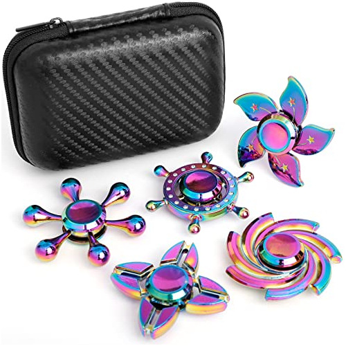 Rainbow Fidget Spinners - Paquete De 5 Juguetes De Meta...