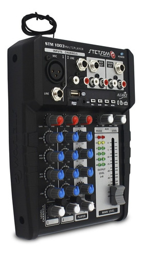 Imagem 4 de 4 de Mesa De Som Stetsom Stm-1003 3 Ch Aux 12v Mic Rca Usb Sd Fm
