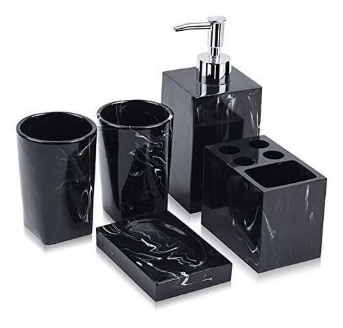 Moderno Juego Accesorios Ford 5pz Resina Baño Negro