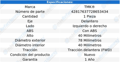Balero Doble Delantero Gm Sonic 2014 2015 2016 Abs