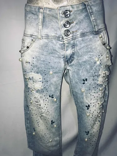 Pantalones con perlas y rotos sale