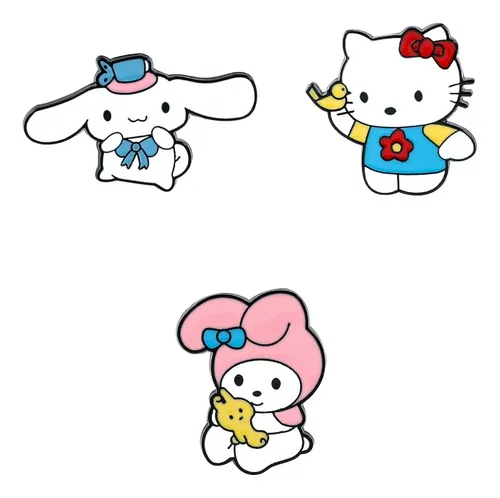 comprar Set 3 Pines Tipo Hello Kitty Y Sus Amigos, Broches Kawaii.