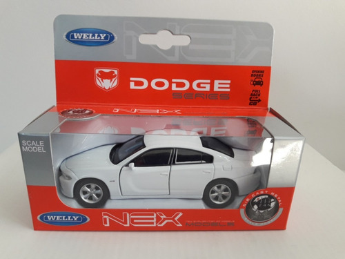 Welly Dodge Charger 1:36 Ruedas Goma Pull Back Auto Escala