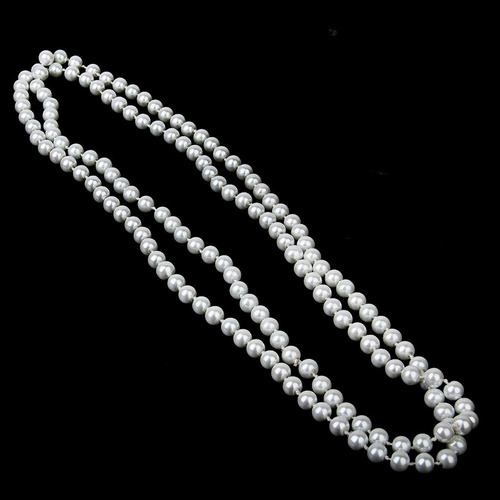 Collar Largo Con Cadena Tipo Suéter Con 2 Perlas De Imitació