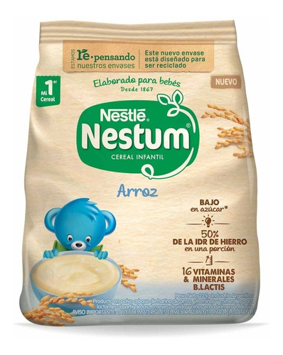 Nestum Cereal Infantil Arroz Sin Azucar Bolsa X 225 Gr