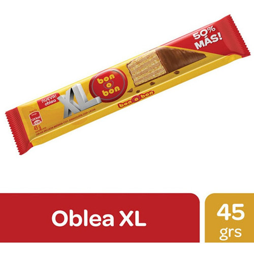 Oblea Bon O Bon Xl Chocolate Con Leche X 45 Gr