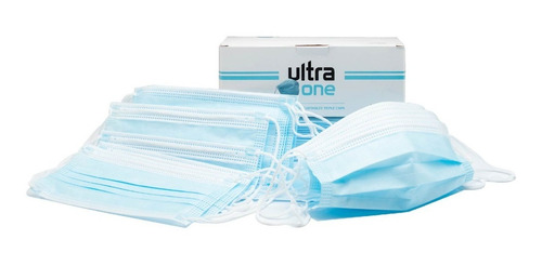 Imagen 1 de 1 de Barbijo Ultra One Triple Capa Celeste X 50 Unidades
