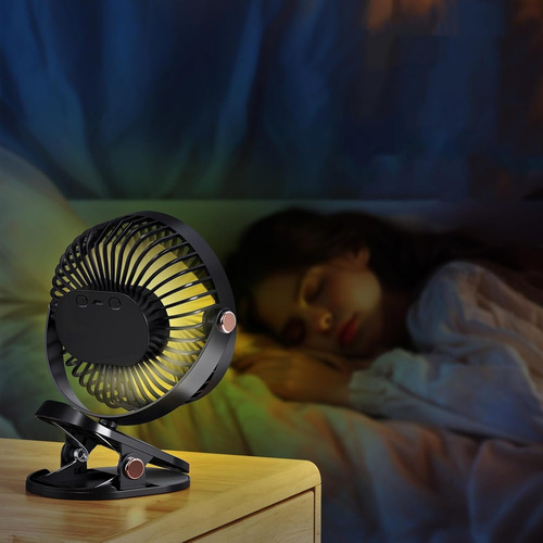 Ventilador De Clip Recargable Con Luces Led Recargable Por U