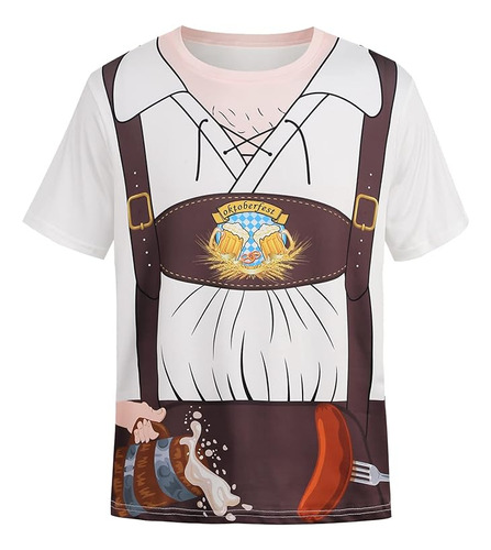 Oktoberfest Disfraz Camiseta Alemana Bavara Manga Corta Para