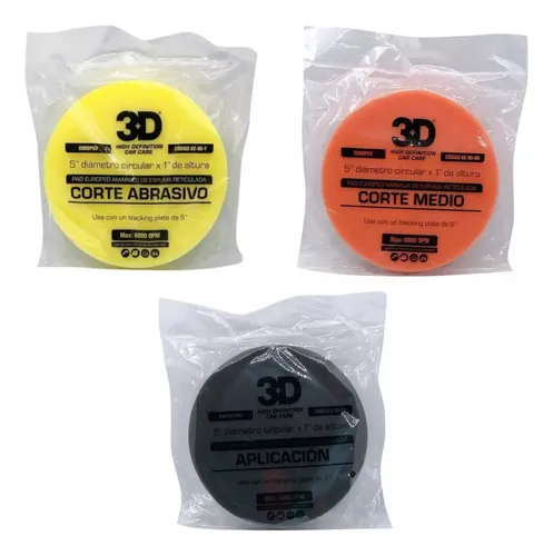 Set Kit Pads De Pulido 5 Pulgadas 3d Detailing Para Pulidora