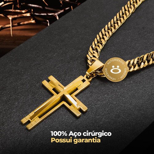 Relógio Masculino Aço Inox Social Banhado Dourado + Corrente