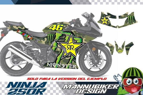 Graficos Ninja 250r Kawasaki Calcas Vinil Laminado +regalo