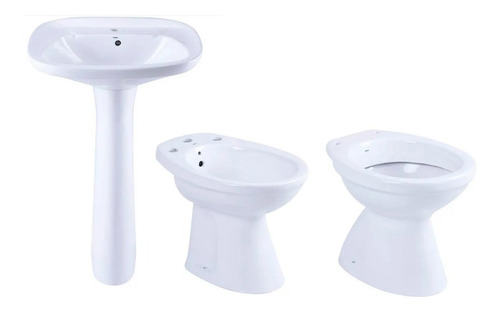 Imagen 1 de 7 de Combo Losa Inodoro + Bidet + Columna Pie + Bacha Lavatorio