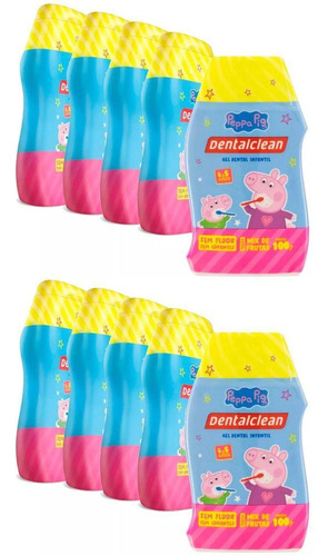 10x Gel Dental Infantil Peppa Pig Sem Fluor 100g Dentalclean