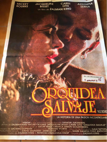 Poster  Orquidea Salvaje Mickey Rourke Otro Original  