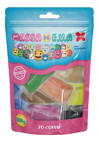 Imagem 2 de 2 de Massa De Eva 20 Cores, 250g - Make +