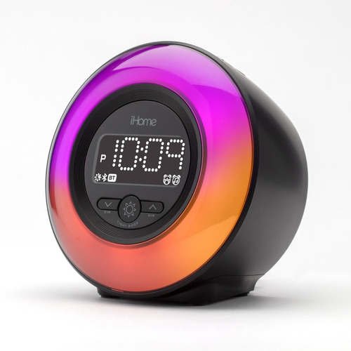 Bocina Bluetooth Reloj Despertador Ihome Ibt295b Luces Color Color Negro