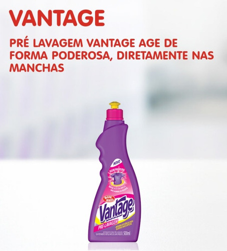 2 Vantage Tira Manchas Líquido P/ Roupas Pré-lavagem 500 Ml