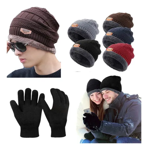 Kit Touca Forrada Gorro Luva De Frio Lã Unissex Inverno