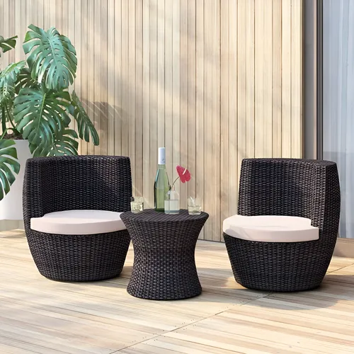 Juego De Muebles Rattan Sintetico 3 Unidades