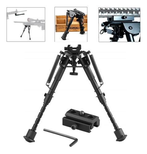 Rifle BiPod Retráctil Sniper Tactico + Adaptador Airsoft