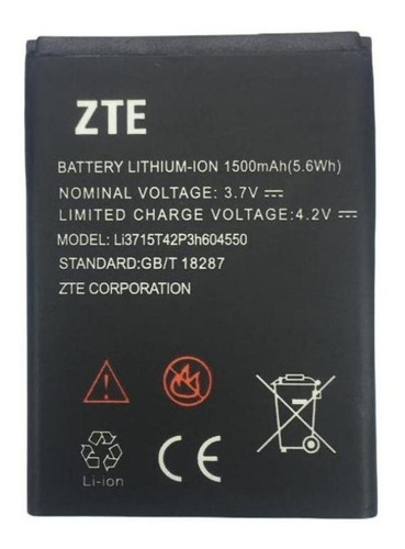 Batería Zte (a410) Li3715t42p3h604550 (3.7v-1500mah) 5.6w | MercadoLibre