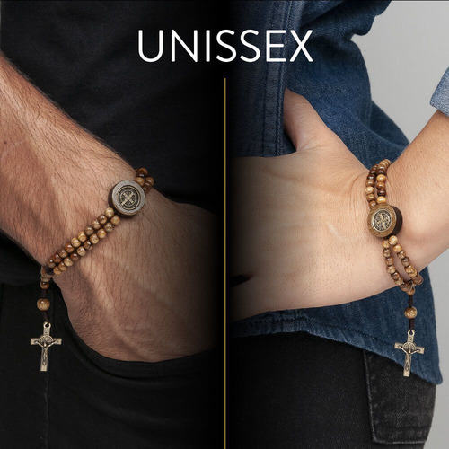 Pulseira Terço Com Cruz São Bento 4mm