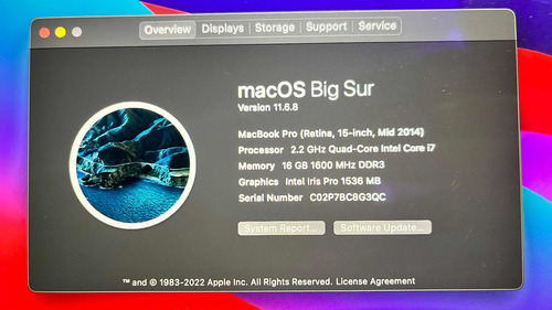 Macbook Pro 15 2t Ssd, 16 Gb Ram , 2014 (Usado)