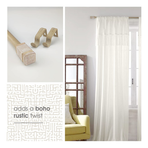 Juego De Cortineros Estilo Bohemio Rústico 72-144 Cm