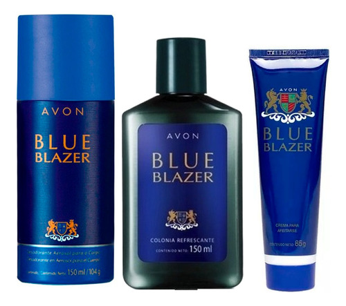 Blue Blazer Crema Afeitarse+ Deo Corporal +colonia Set X 3