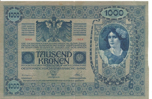 Billete: Austria 1000 Kronen Año 1902 ¡excelente!