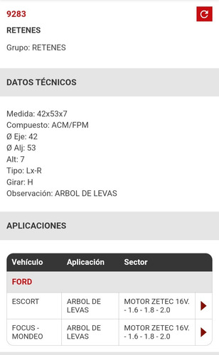 Reten Árbol De Levas Ford Mondeo Escort Focus Zetec 234b