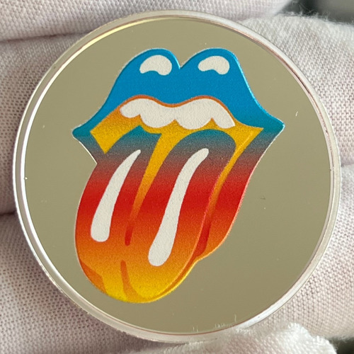 Medalha Rolling Stones Licks Banhada Prata + 4 Selos Postais