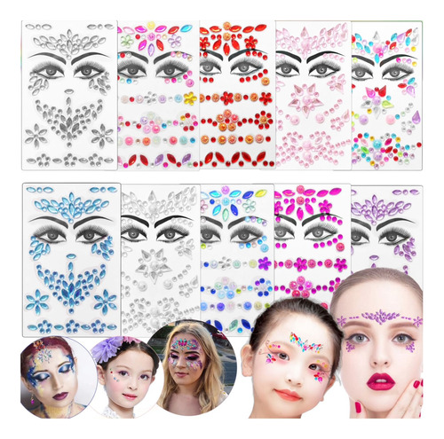 X12 Strass Autoadhesivas Gemas Rostro Cara Cuerpo Decoración