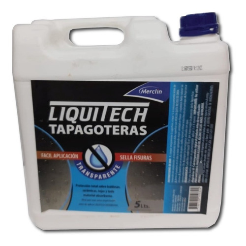 Tapa Goteras 5 Litros Sella Fisuras Terrazas Liquitech Color Trasparente