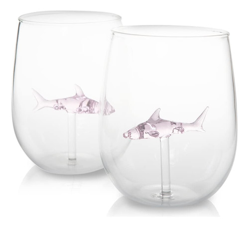 Beneall Juego 2 Copa Vino Tinto Pink Shark