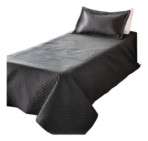Colcha Cubrecama Quilt De Verano 1 Plaza Y Media + 1 Funda Color Negro