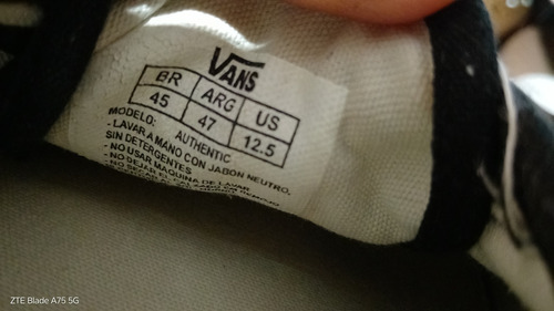 Zapatillas Vans Authentic Talle Us 12.5 46-47 (Usado)