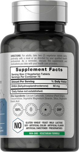 Horbäach Dhea 50 Mg Suplemento De Apoyo Hormonal Natural Sin Sabor