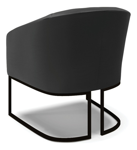 Poltrona Stella Corino Base Metálica Industrial Preto