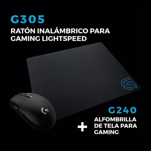 Combo Logitech Gamer Mouse Inalámbrico G305 + Pad Mouse G240