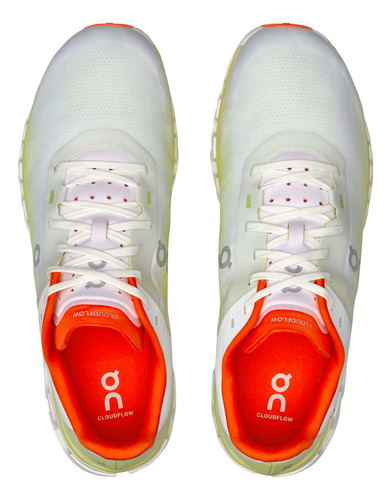 Zapatilla On Cloudflow 4 Hombre Blanco/naranjo/amarillo