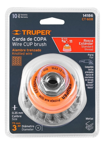 Cepillo Copa Enlazada 3 X 5/8 Truper 14186