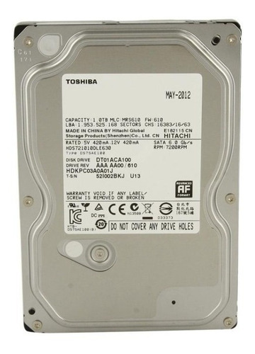 Imagen 3 de 9 de Disco Rigido Interno Toshiba Dt01aca100 1tb 3.5 Pulgadas