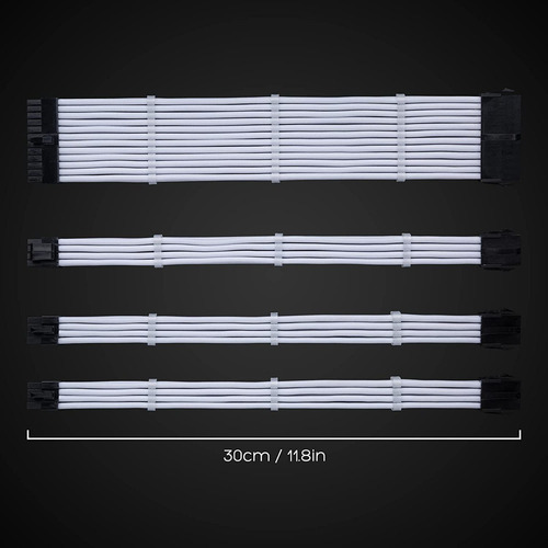 Imagen 2 de 7 de Kit Cables Atx Tecware Atx24 Pci-e 6+2 Eps 4+4 Blanco